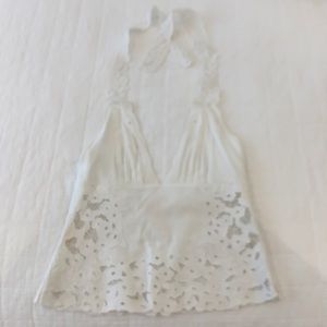 Catherine Malandrino white cotton lace halter top
